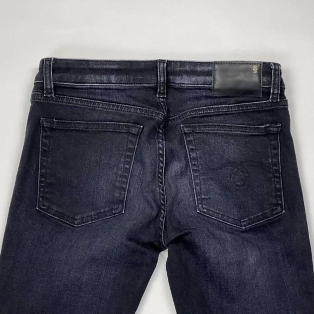 R13 Italy Kate Skinny Raw Hem Jeans Dark Moon Women 26 Stretch Cotton Distressed